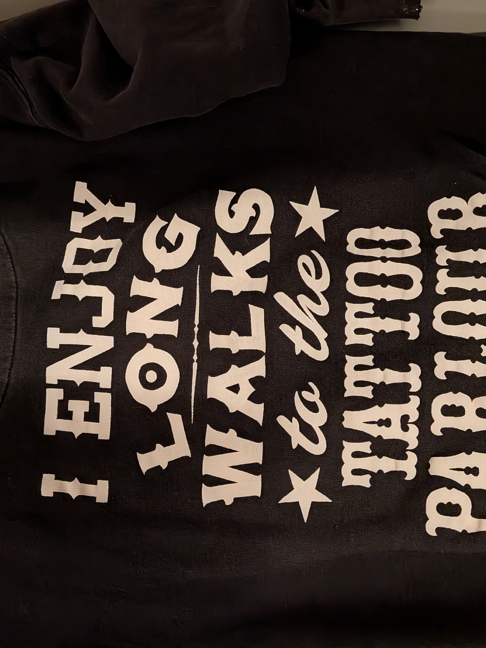 Classic Out Of Print Cartel Ink Hoodie Zip-Up with White Graphic Text